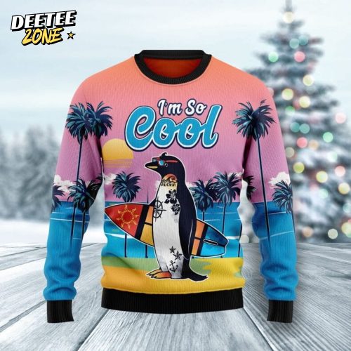 Penguin I’m So Cool Ugly Christmas Sweater