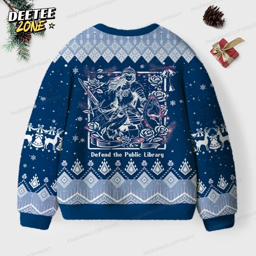 Defend The Public Library Unisex Ugly Knit Christmas Sweater