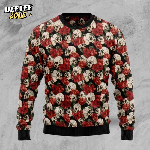 Floral Skull Ugly Christmas Sweater