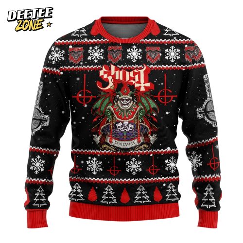 Ghost Rock Ugly Christmas Sweater , Unisex Wool Sweater