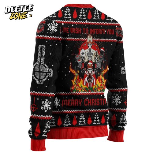 Ghost Rock Ugly Christmas Sweater , Unisex Wool Sweater