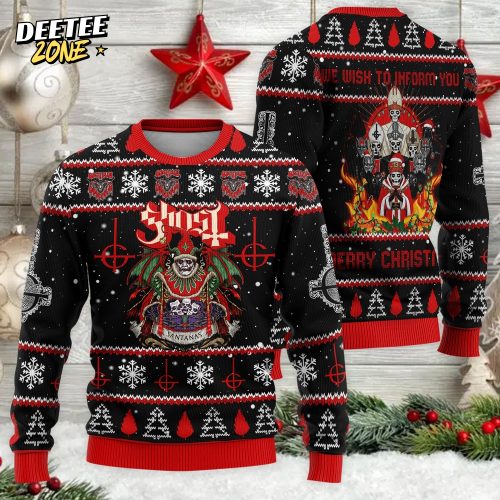 Ghost Rock Ugly Christmas Sweater , Unisex Wool Sweater