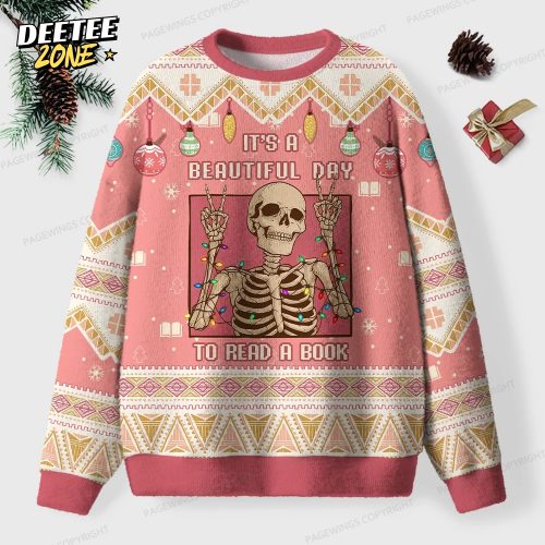 It’s A Beautiful Day To Read A Book Unisex Ugly Knit Christmas Sweater