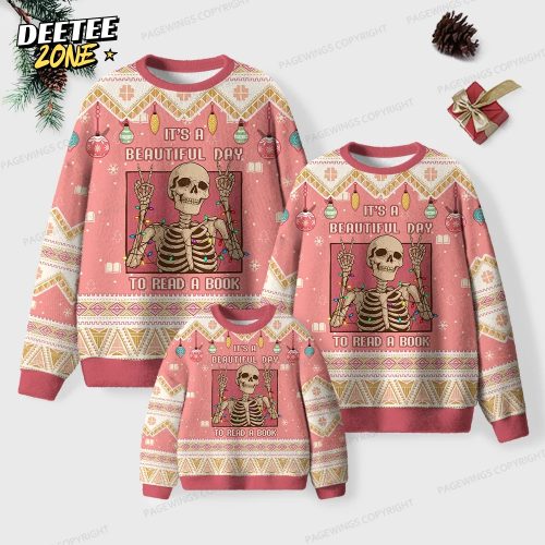 It’s A Beautiful Day To Read A Book Unisex Ugly Knit Christmas Sweater