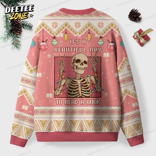 It’s A Beautiful Day To Read A Book Unisex Ugly Knit Christmas Sweater