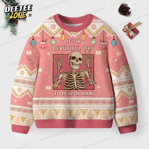 It’s A Beautiful Day To Read A Book Unisex Ugly Knit Christmas Sweater