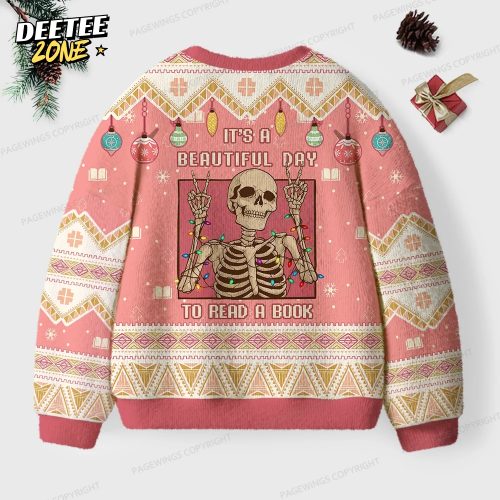 It’s A Beautiful Day To Read A Book Unisex Ugly Knit Christmas Sweater
