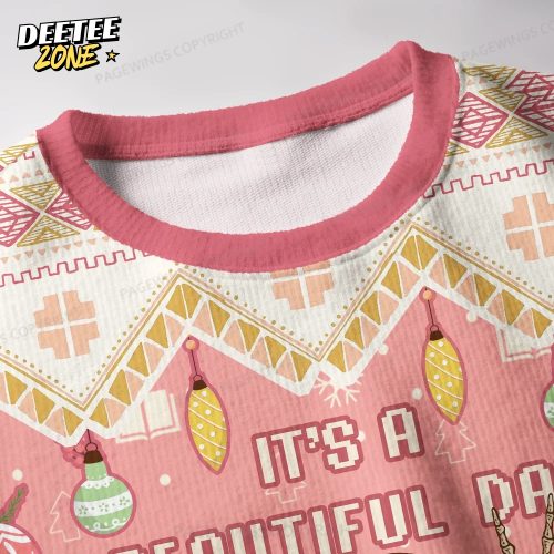 It’s A Beautiful Day To Read A Book Unisex Ugly Knit Christmas Sweater