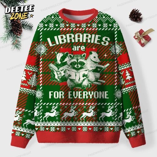 Libraries Are For Everyone Unisex Ugly Knit Christmas Sweater