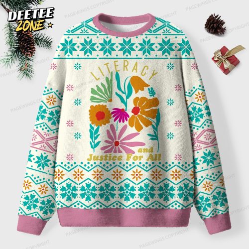 Literacy And Justice For All Unisex Ugly Knit Christmas Sweater
