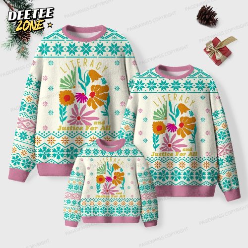 Literacy And Justice For All Unisex Ugly Knit Christmas Sweater