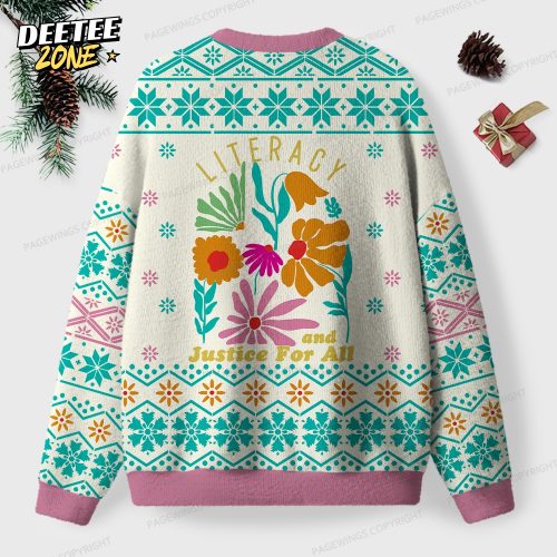 Literacy And Justice For All Unisex Ugly Knit Christmas Sweater