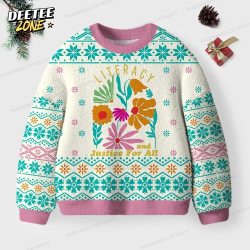 Literacy And Justice For All Unisex Ugly Knit Christmas Sweater