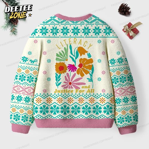 Literacy And Justice For All Unisex Ugly Knit Christmas Sweater