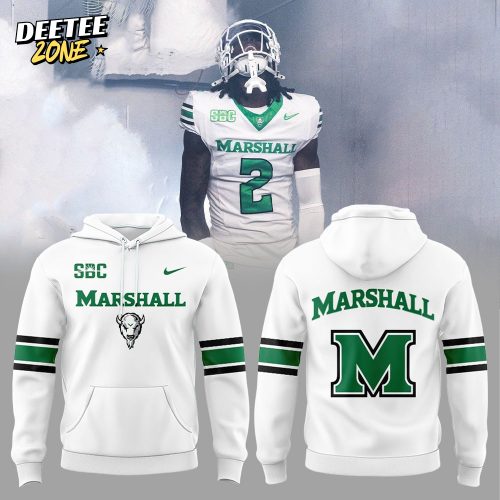 Marshall Football White Uniform. In The Mountains Combo Hoodie
