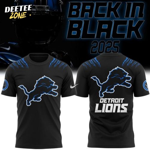 Men’s Nike Back In Black Detroit Lions 2025 T-Shirt(V7)
