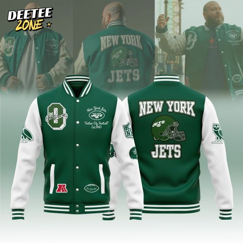 New York Jets OVO Full-Snap Varsity Jacket Bomber Jacket