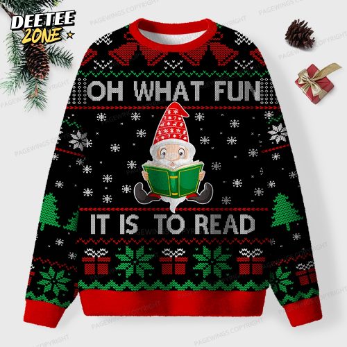 Oh What Fun It Is To Read Unisex Ugly Knit Christmas Sweater