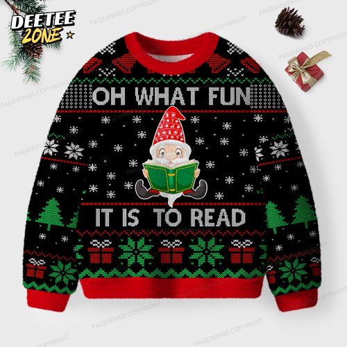 Oh What Fun It Is To Read Unisex Ugly Knit Christmas Sweater
