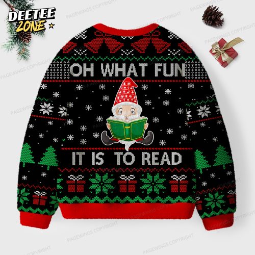 Oh What Fun It Is To Read Unisex Ugly Knit Christmas Sweater