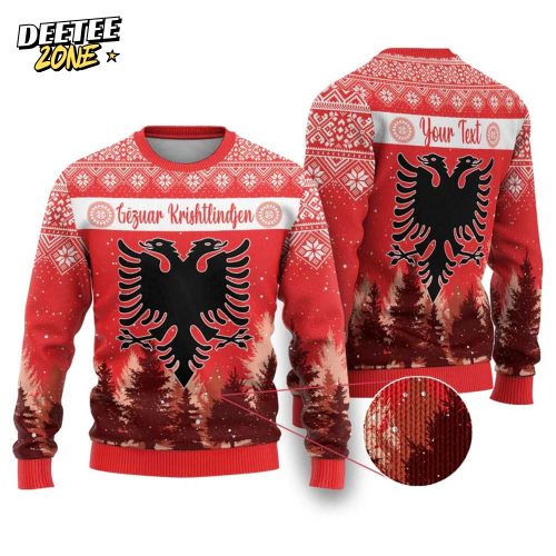 Personalized Albania Christmas Ugly Christmas Sweater The Double-headed Eagle Christmas Pattern