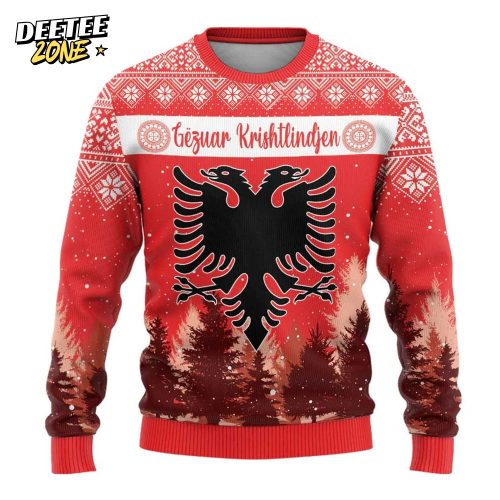 Personalized Albania Christmas Ugly Christmas Sweater The Double-headed Eagle Christmas Pattern