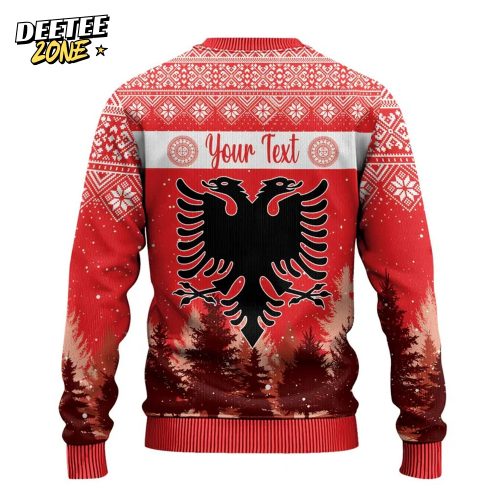 Personalized Albania Christmas Ugly Christmas Sweater The Double-headed Eagle Christmas Pattern