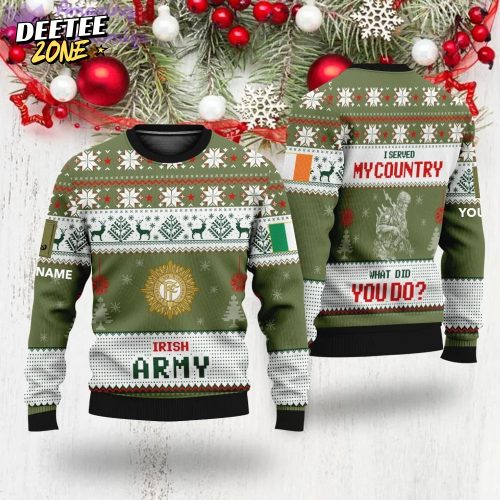Personalized Ireland Soldier/Veteran Camo with Name And Rank Sweater All Over Printed