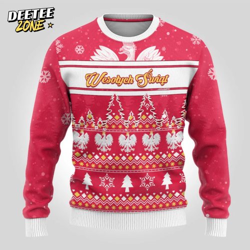 Poland Christmas Ugly Christmas Sweater Wesolych Swiat Polish Eagle
