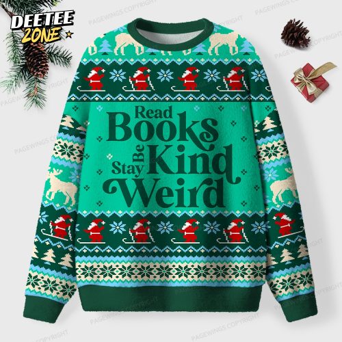 Read Books Be Kind Stay Weird Unisex Ugly Knit Christmas Sweater