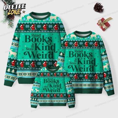 Read Books Be Kind Stay Weird Unisex Ugly Knit Christmas Sweater