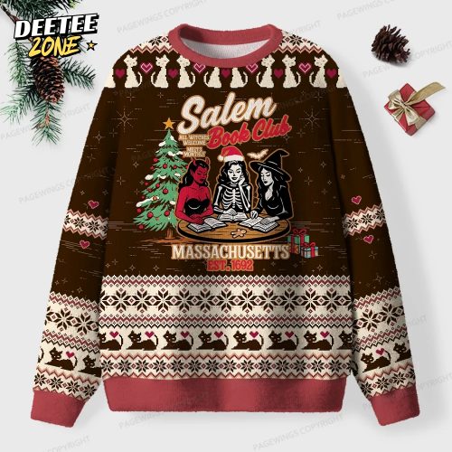 Salem Book Club Unisex Ugly Knit Christmas Sweater