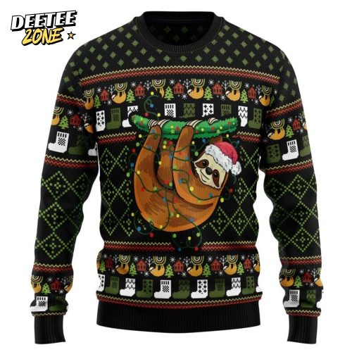 Sloth Light Ugly Christmas Sweater