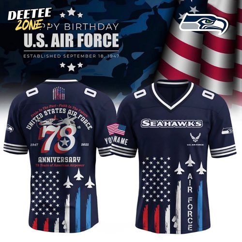 Special Edition Seattle Seahawks x U.S. Air Force 78th Anniversary Football Jersey-V-neck Short Sleeve Jersey