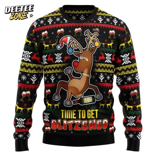 Time To Get Blitzened Ugly Christmas Sweater