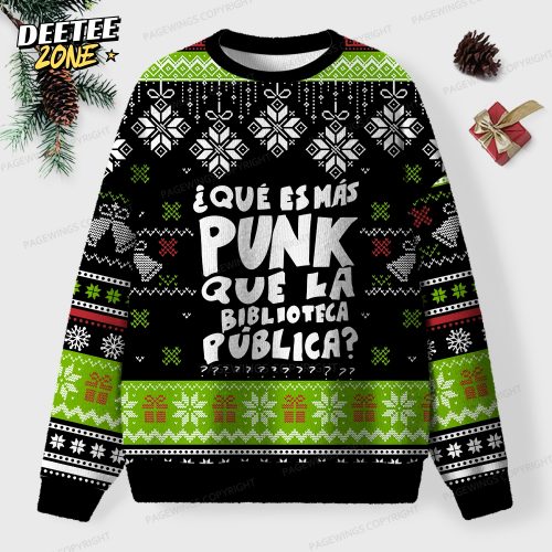 What Is More Punk Than The Public Library Unisex Ugly Knit Christmas Sweater