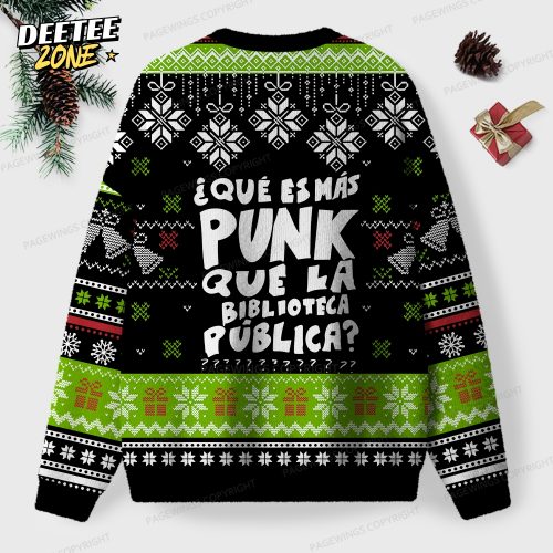 What Is More Punk Than The Public Library Unisex Ugly Knit Christmas Sweater
