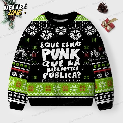 What Is More Punk Than The Public Library Unisex Ugly Knit Christmas Sweater