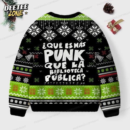 What Is More Punk Than The Public Library Unisex Ugly Knit Christmas Sweater