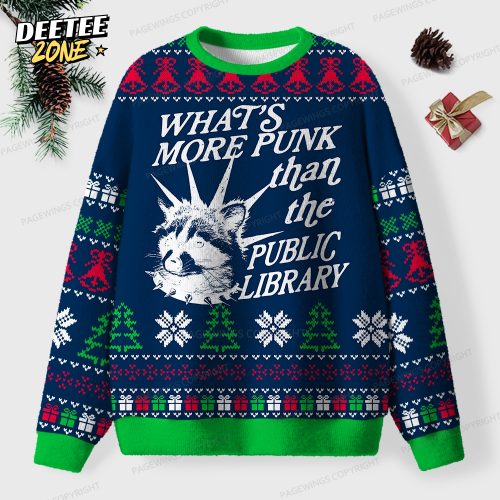 What’s More Punk Than The Public Library Unisex Ugly Knit Christmas Sweater