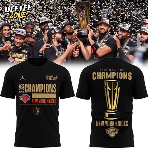2025 New York Knicks Jordan Brand Black NBA Cup Champions Locker Room Limited Edition Tee