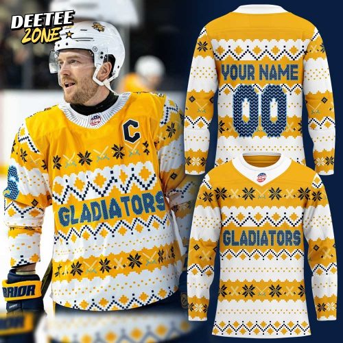 A Gladiators Holiday Details Hockey Jersey Custom Name, Number