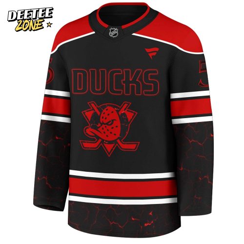 Anaheim Ducks x Stranger Things Jersey with a bold red–black design