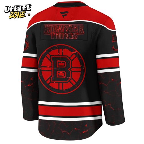 Boston Bruins x Stranger Things Jersey with a bold red–black design