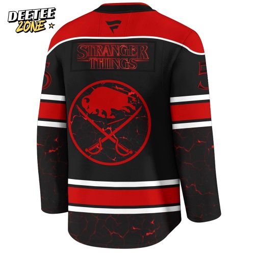 Buffalo Sabres x Stranger Things Jersey with a bold red–black design