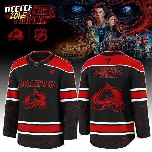 Colorado Avalanche x Stranger Things Jersey with a bold red–black design