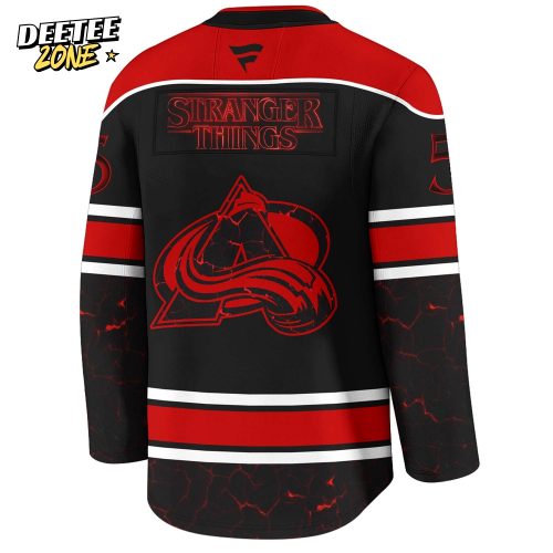 Colorado Avalanche x Stranger Things Jersey with a bold red–black design
