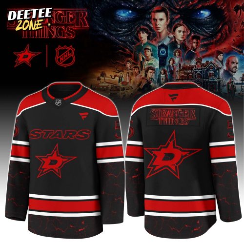 Dallas Stars x Stranger Things Jersey with a bold red–black design