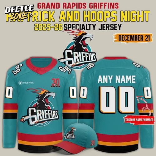 Limited Edition Grand Rapids Griffins Hattrick and Hoops Night Jersey