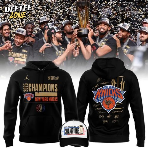 Men’s NY Knicks Jordan Brand Black 2025 NBA Cup Champions Locker Room Hoodie